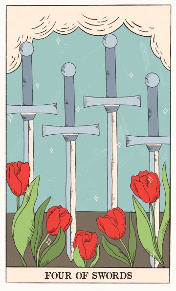 Четворка Мечове (Four of Swords) - Таро карта значение